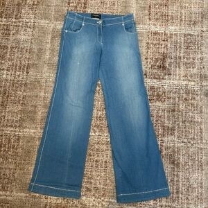 Authentic Vintage Chanel Light Blue Contrast Stitch Flare Denim Size 40 (US 4-6)